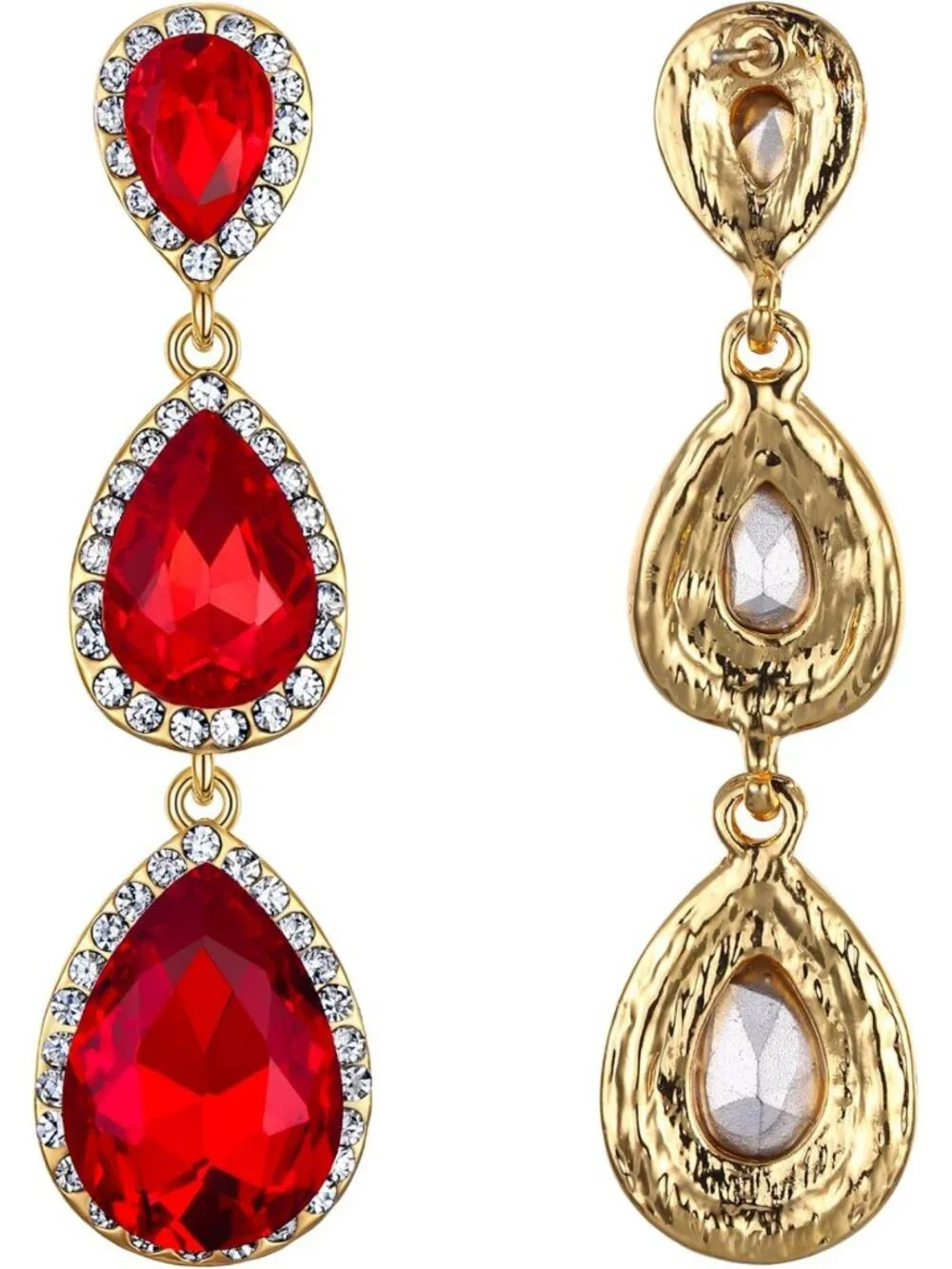 Stunning Crystal Teardrop Pear Shape Earrings - 2.5 Inch Long Dangle Jewelry